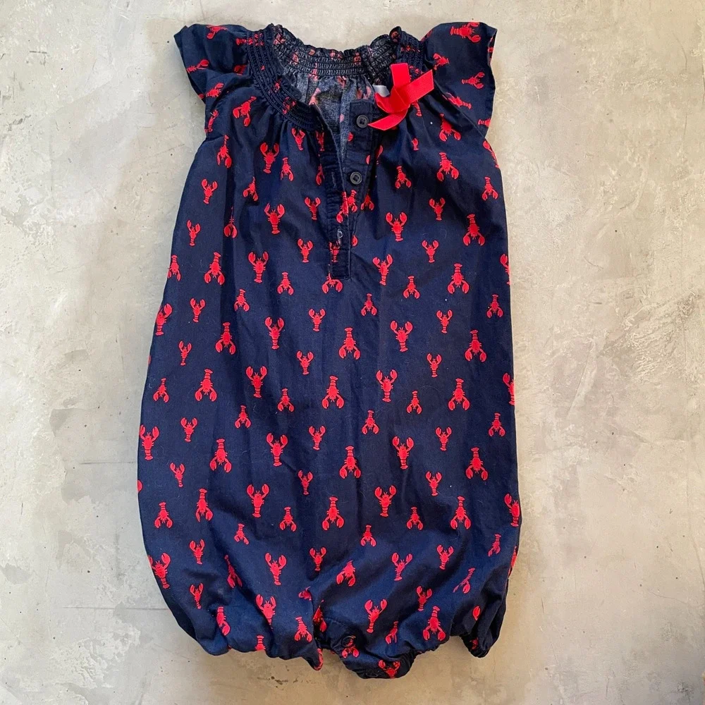 Carters Lobster One Piece 18 M Bow Cotton Preppy Coastal Nautical East Coast